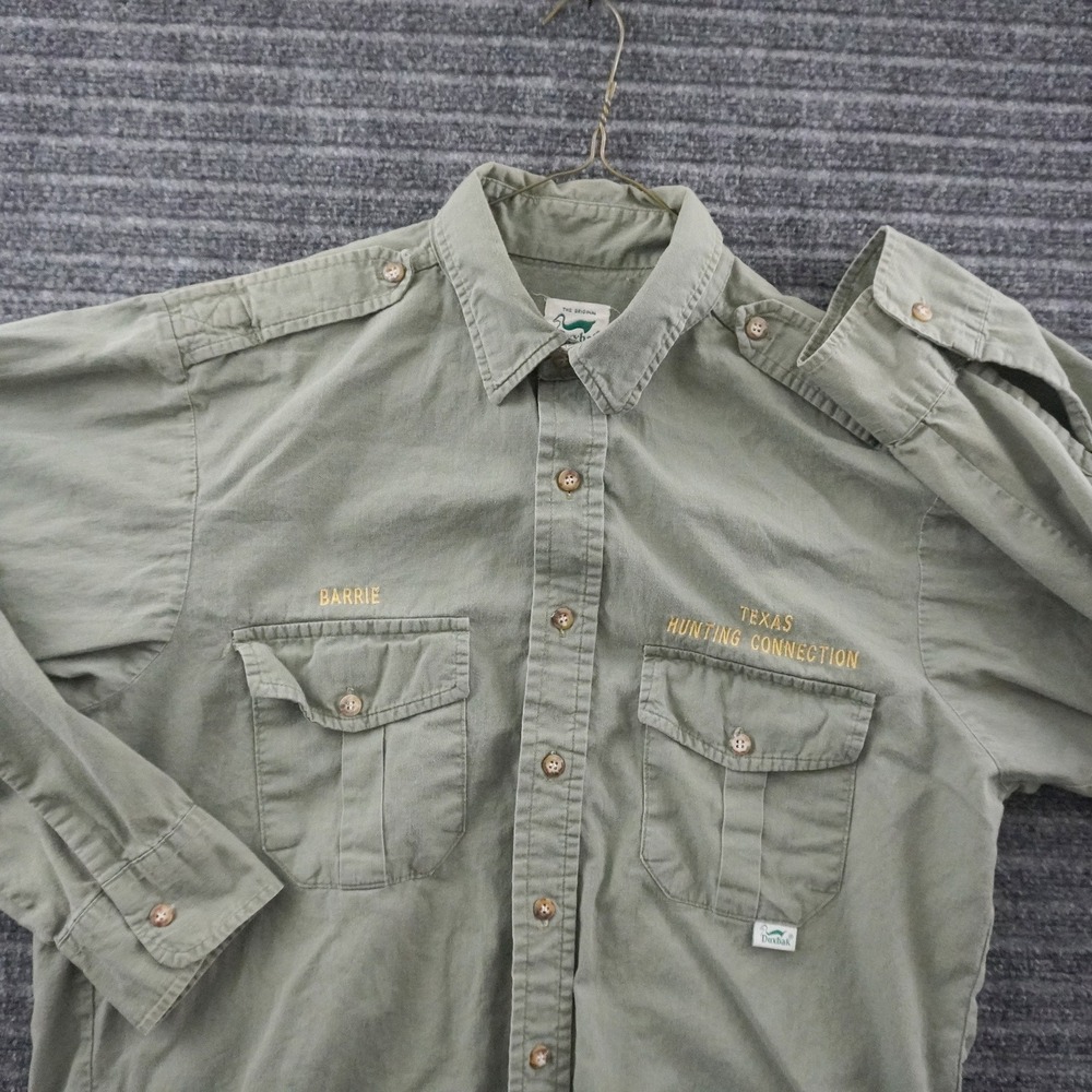 Vintage 70s Duxbak Hunting Shirt Mens L Olive Green Texas Hunting Connection